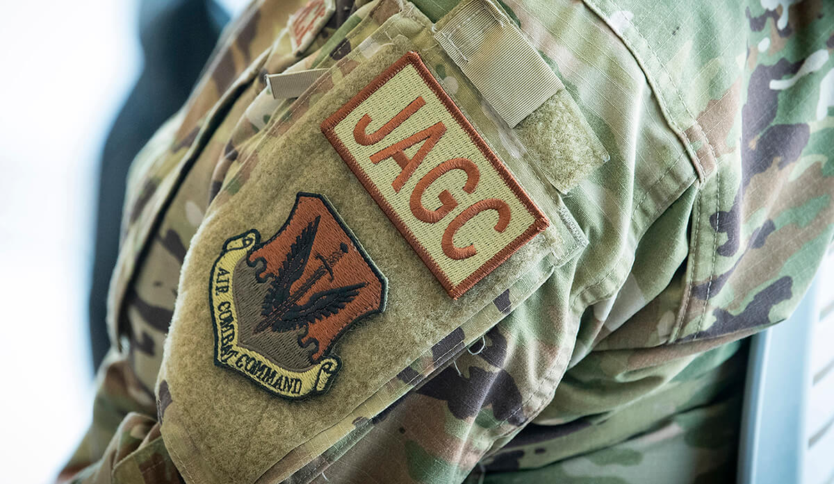 JAGC arm patch on uniform