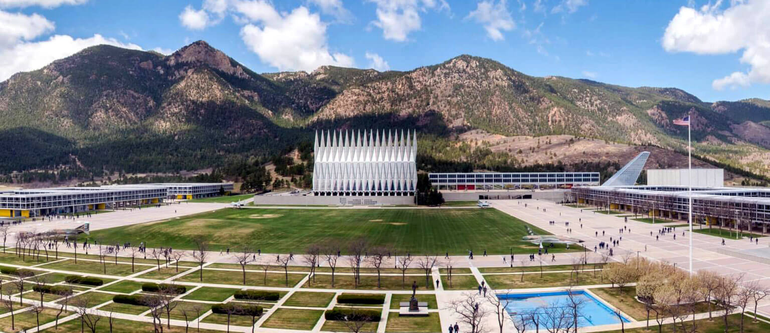 Aerial view of Air Force Academy