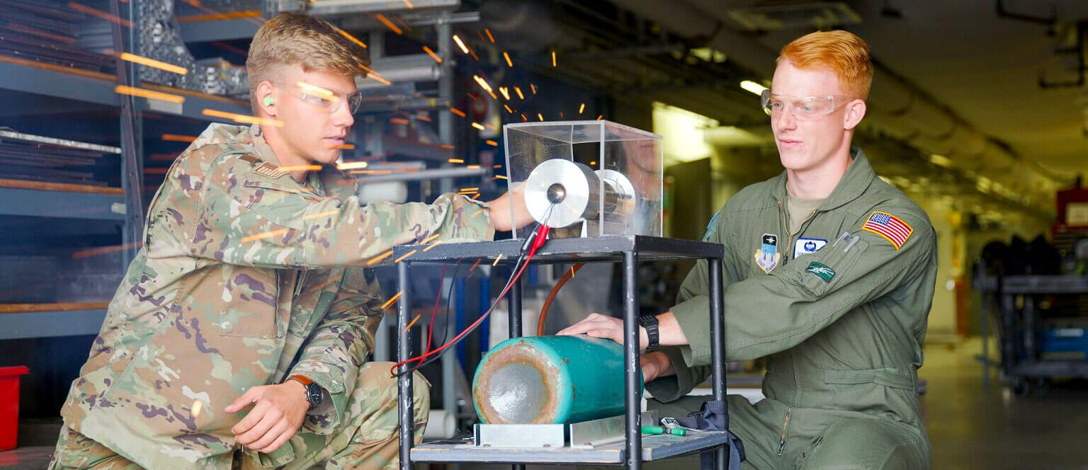 Cadets doing experiment