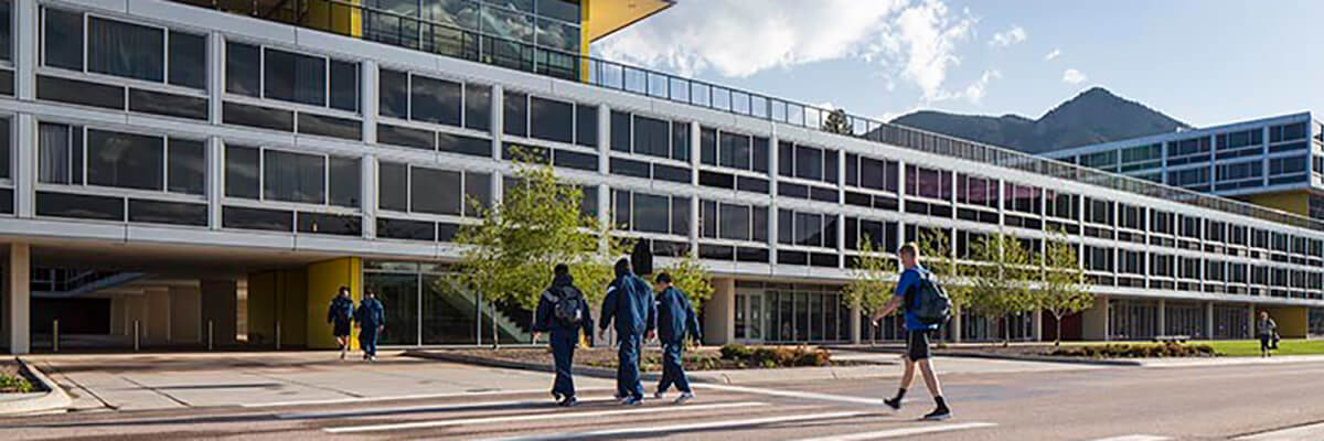 Exterior of Vandenberg Hall Dormitory.