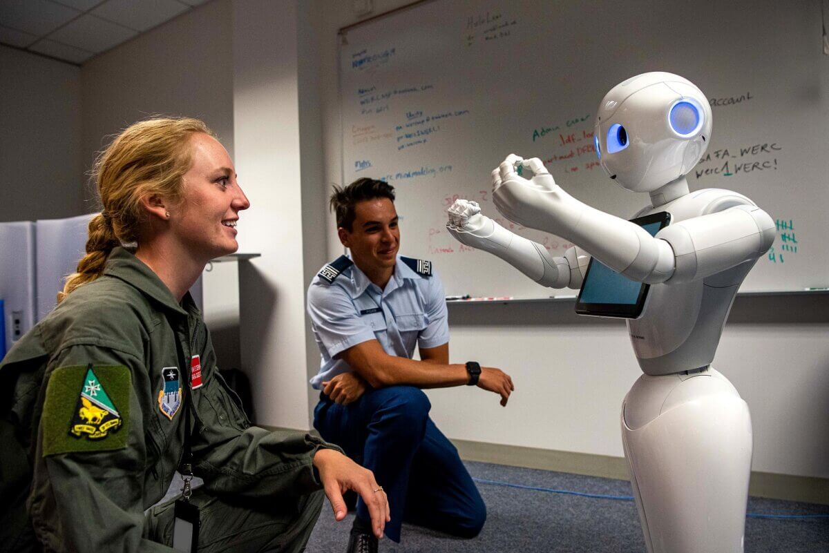 Cadets with robot