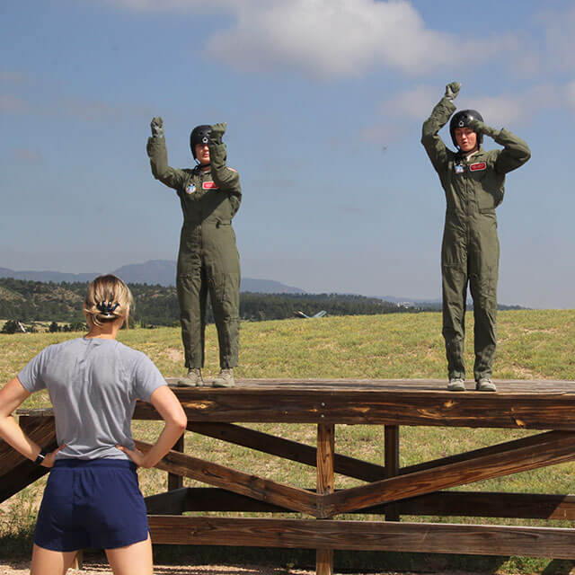 Cadets on wooden platform.