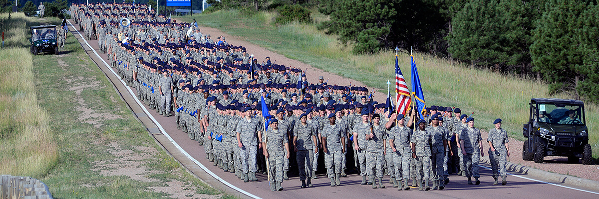 Image of Cadets marching to Jack Valley.