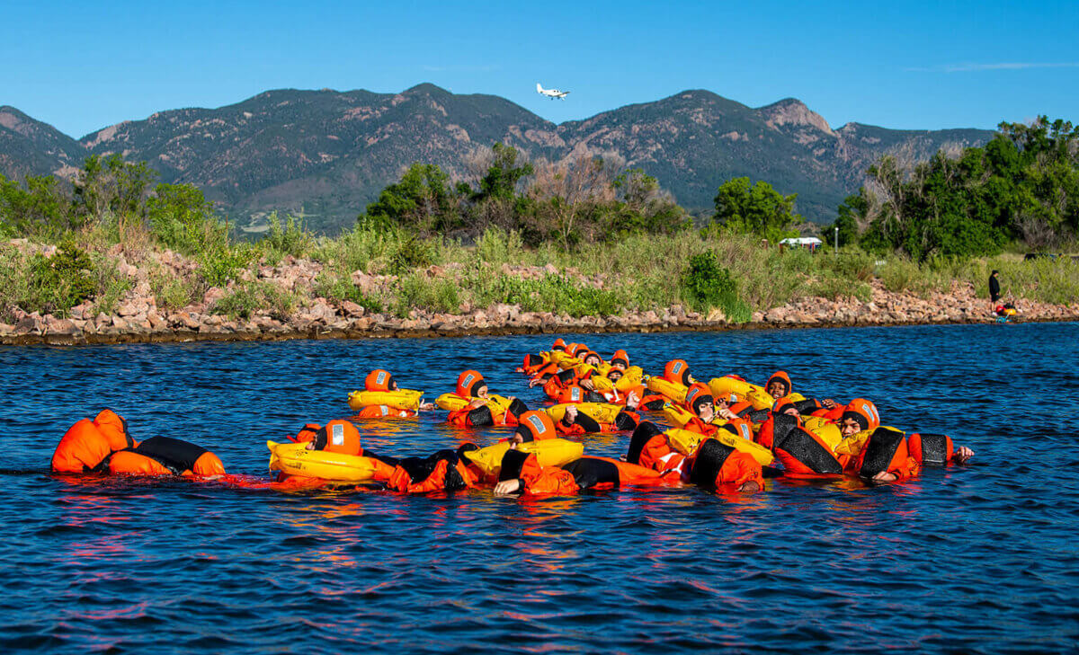 Cadets learn water survival techniques during combat survival training