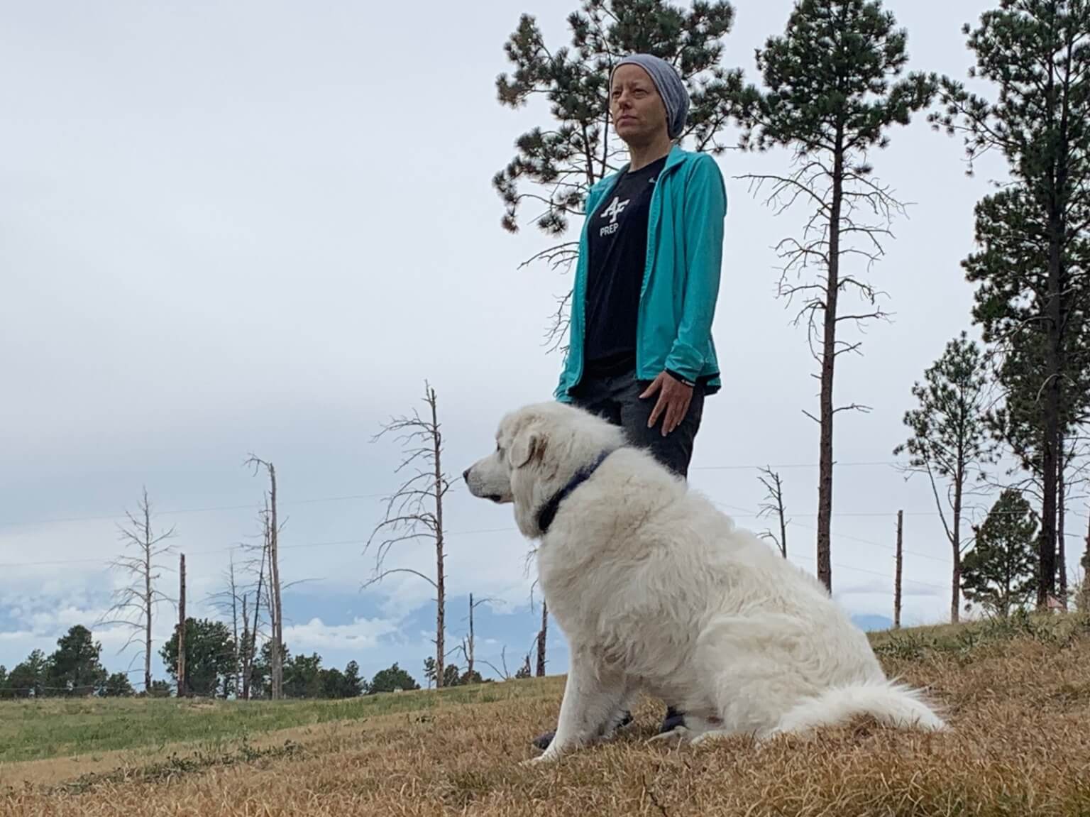 Prep School Commander hiking with her dog