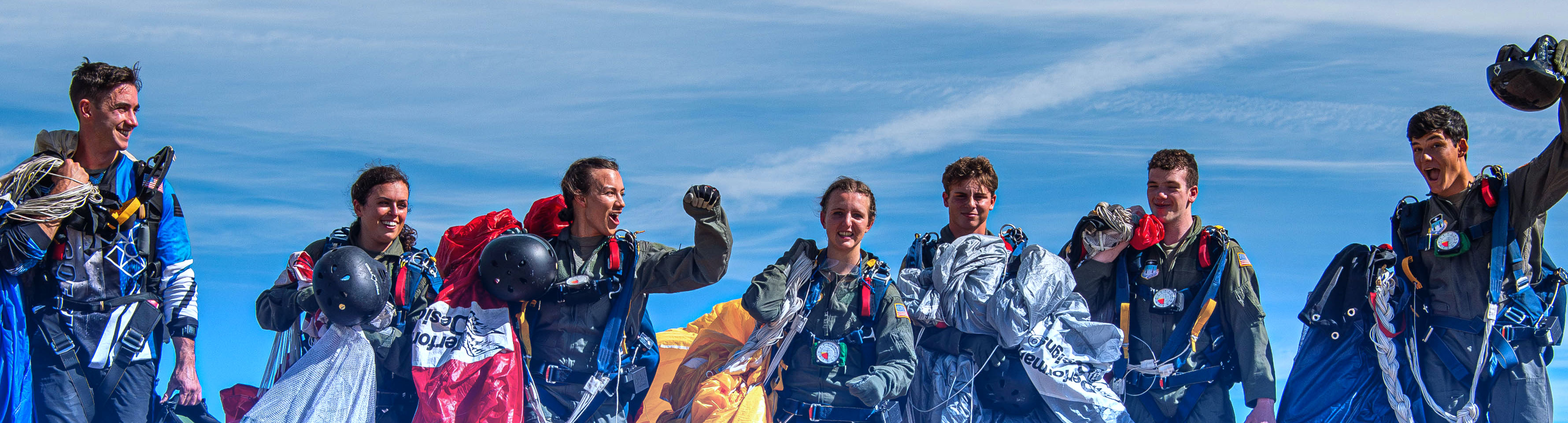 Airmindedness - Cadets celebrating after a successful Wings of Blue jump.