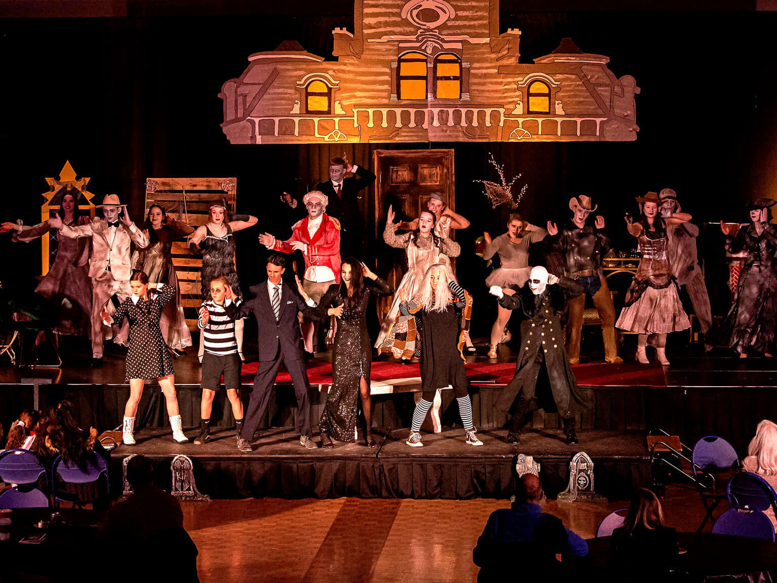 Cadets performing 'The Addams Family' production.