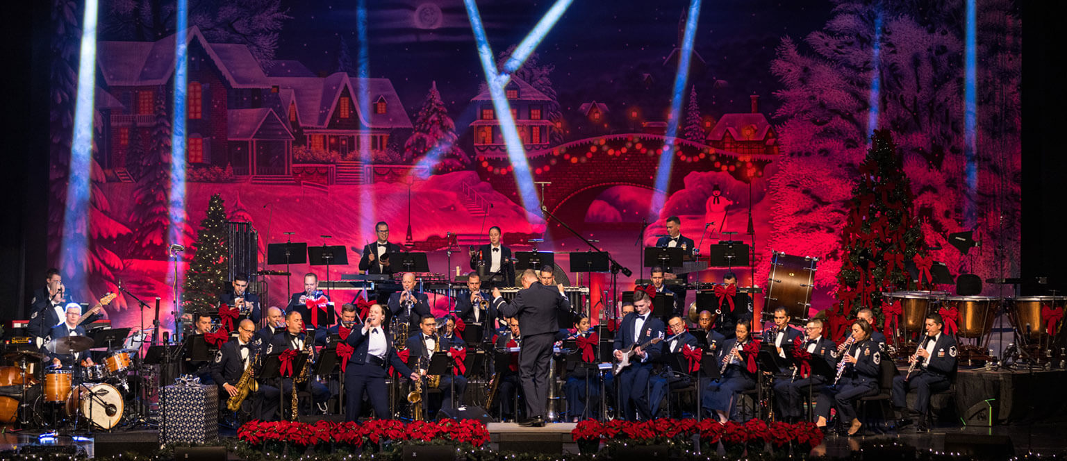 Members of the U.S. Air Force Academy Band performing during the annual Holly & Ivy holiday concert.