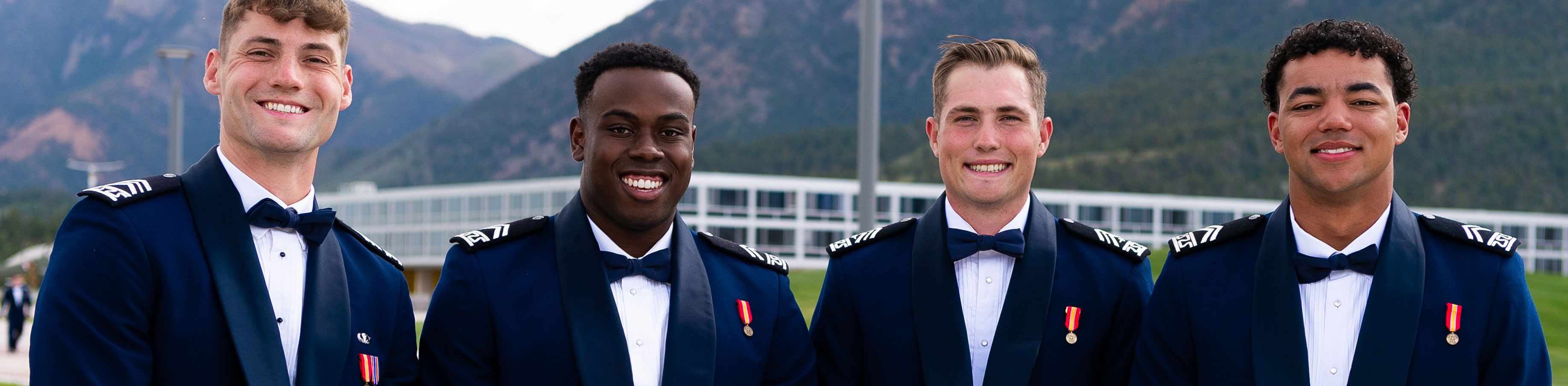 Cadets in formal dress on the Terrazzo.