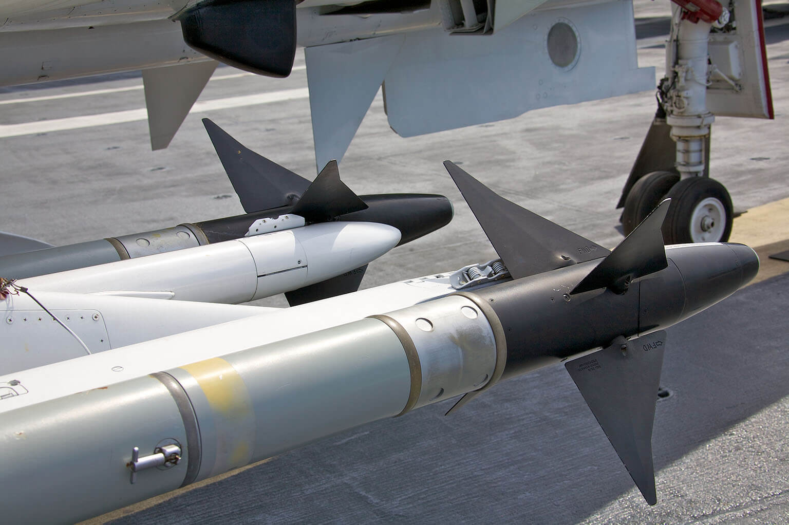 A missile system on a fighter jet.