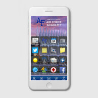 Image of a cellphone with an admissions app.