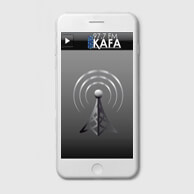 Image of a cellphone with a KAFA ad.